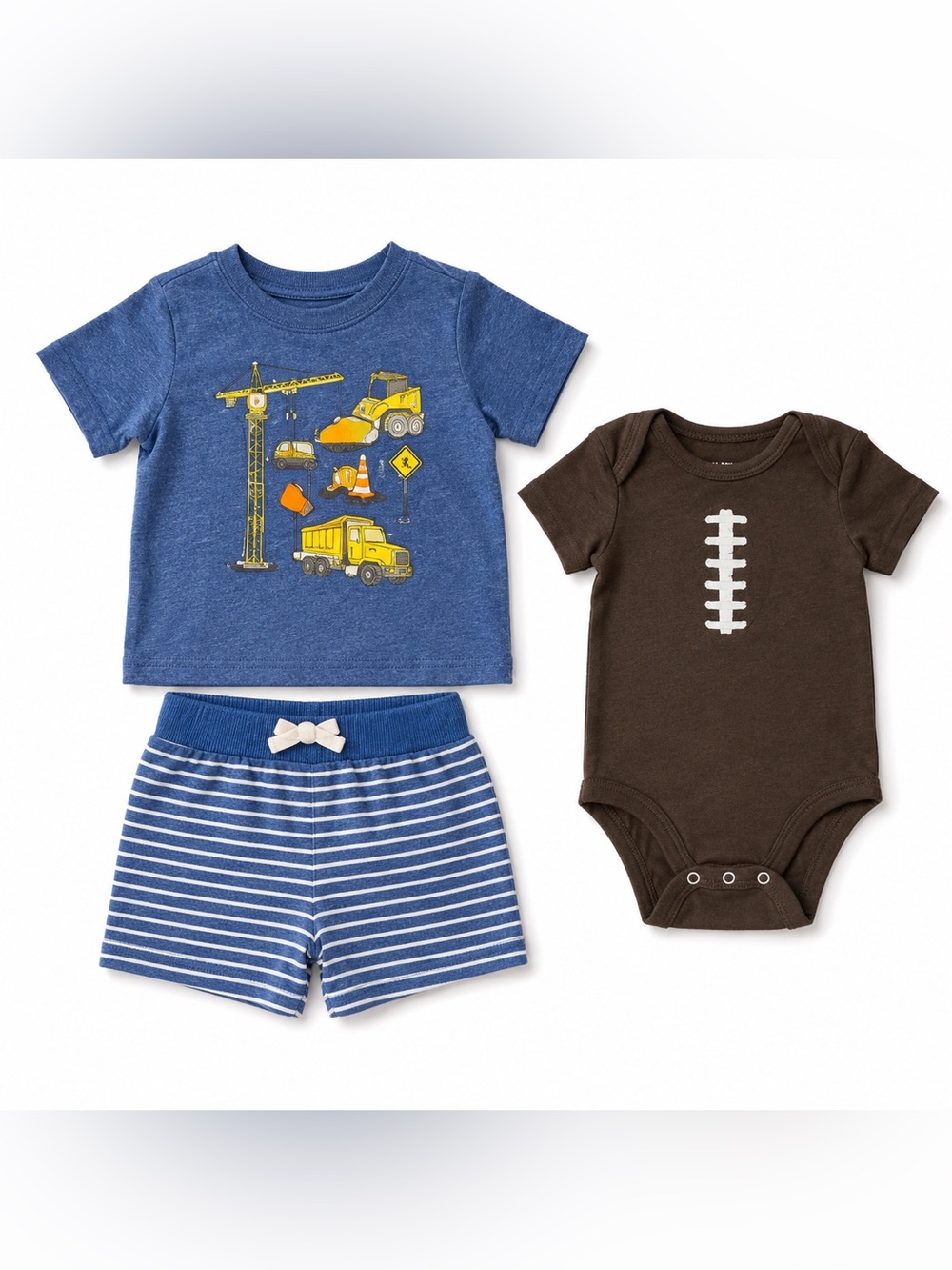 Baby Boy Clothes Bundle 6M Carter's Construction Tee Shorts Football Bodysuit